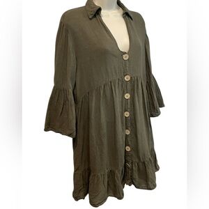 Zara Button-Down Dress with Ruffle Hem